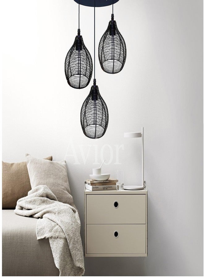 BrightLyt 3-Light Chandelier/Jhumar Industrial Black Finish Metal Shade Hanging Pendant Ceiling Lamp - Image 5